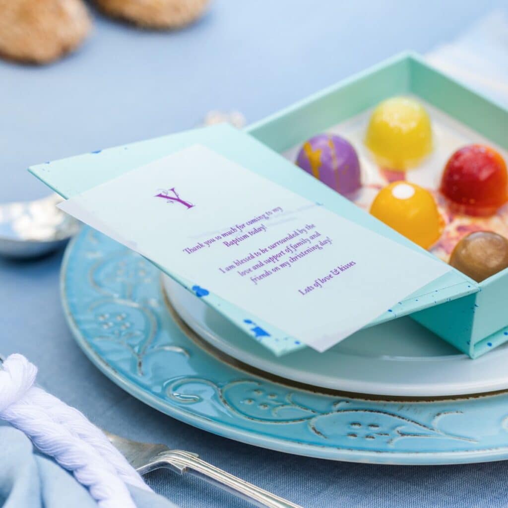 Christenings blue box side opened