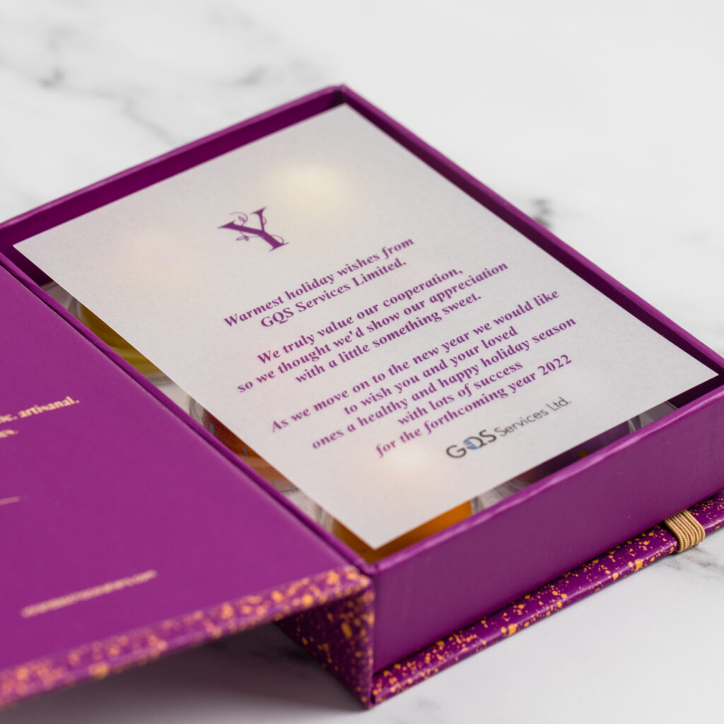Personalised message on tracing paper inside chocolate box