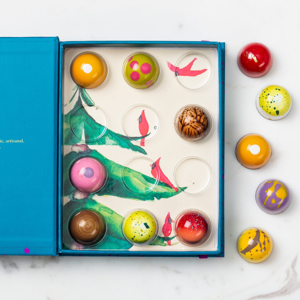 Chocolate box with custom artwork inside